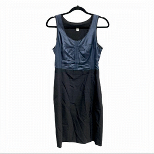 BANANA REPUBLIC Wool Silk Sleeveless Tank Sheath Dress Blue Black 4